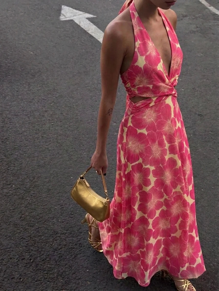 Robe longue dos nu croisé