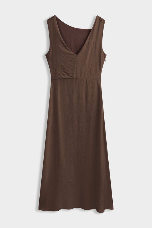 Robe midi asymétrique à boucle et drapés