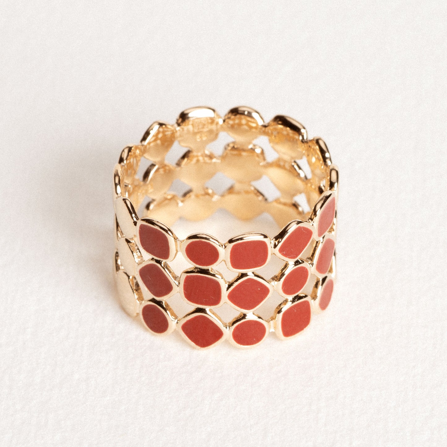 Bague Alba email rouge